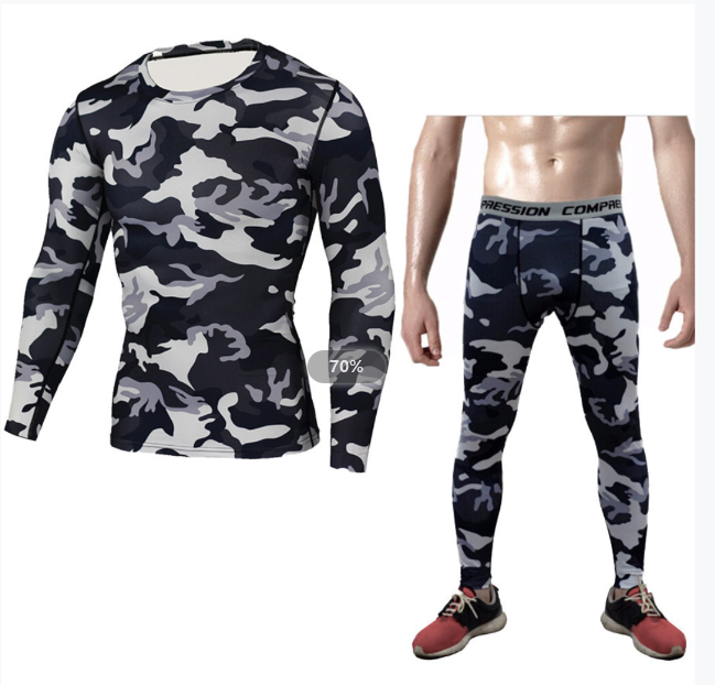 Men Camouflage Long Sleeve Compression Fitness Workout Bodysuit for Men