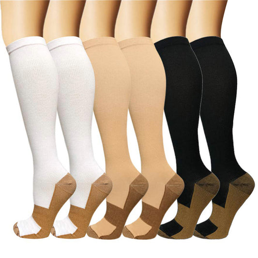 Copper fiber long tube compression socks