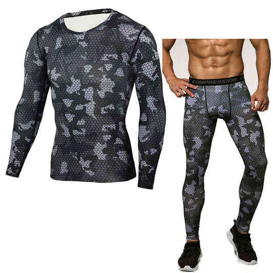 Men Camouflage Long Sleeve Compression Fitness Workout Bodysuit for Men