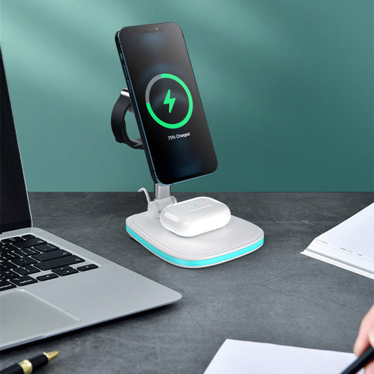 Mobile Three-in-One Wireless Foldable Magnetic Charger Stand