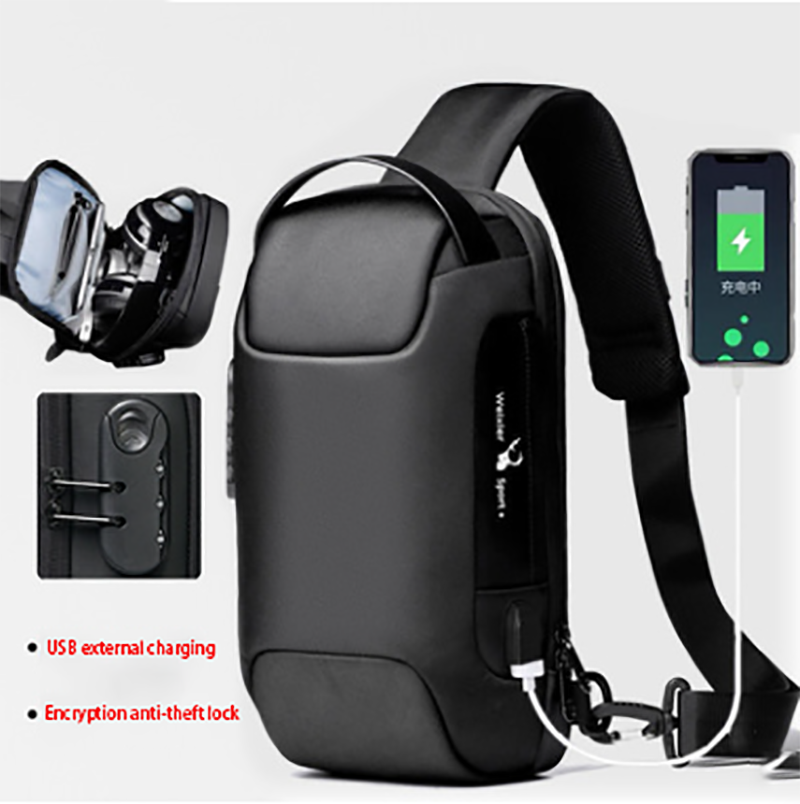 Men's Waterproof USB Anti-Theft Oxford Crossbody Shoulder Sling Bag Multifunction Travel Pack