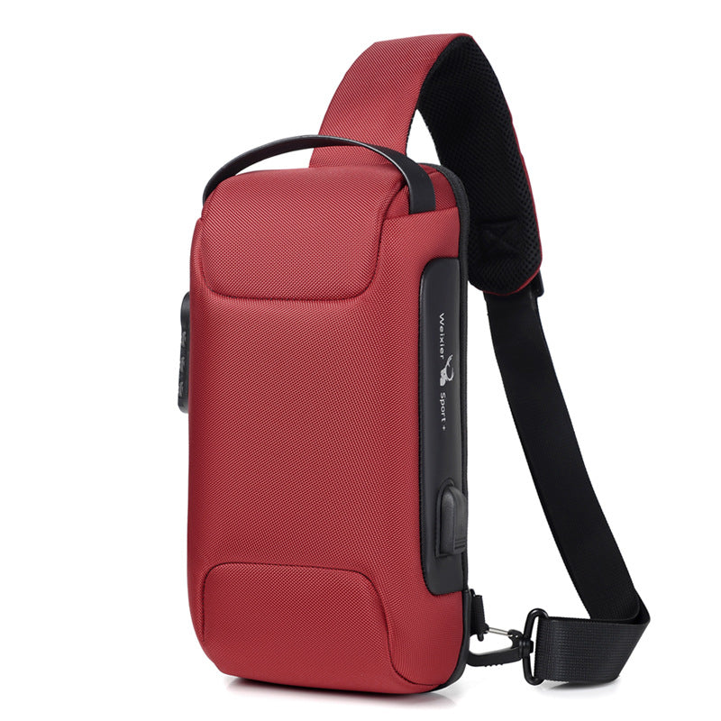 Men's Waterproof USB Anti-Theft Oxford Crossbody Shoulder Sling Bag Multifunction Travel Pack