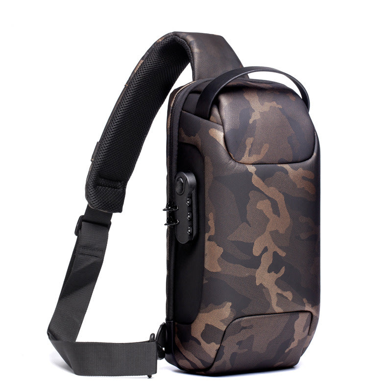 Men's Waterproof USB Anti-Theft Oxford Crossbody Shoulder Sling Bag Multifunction Travel Pack