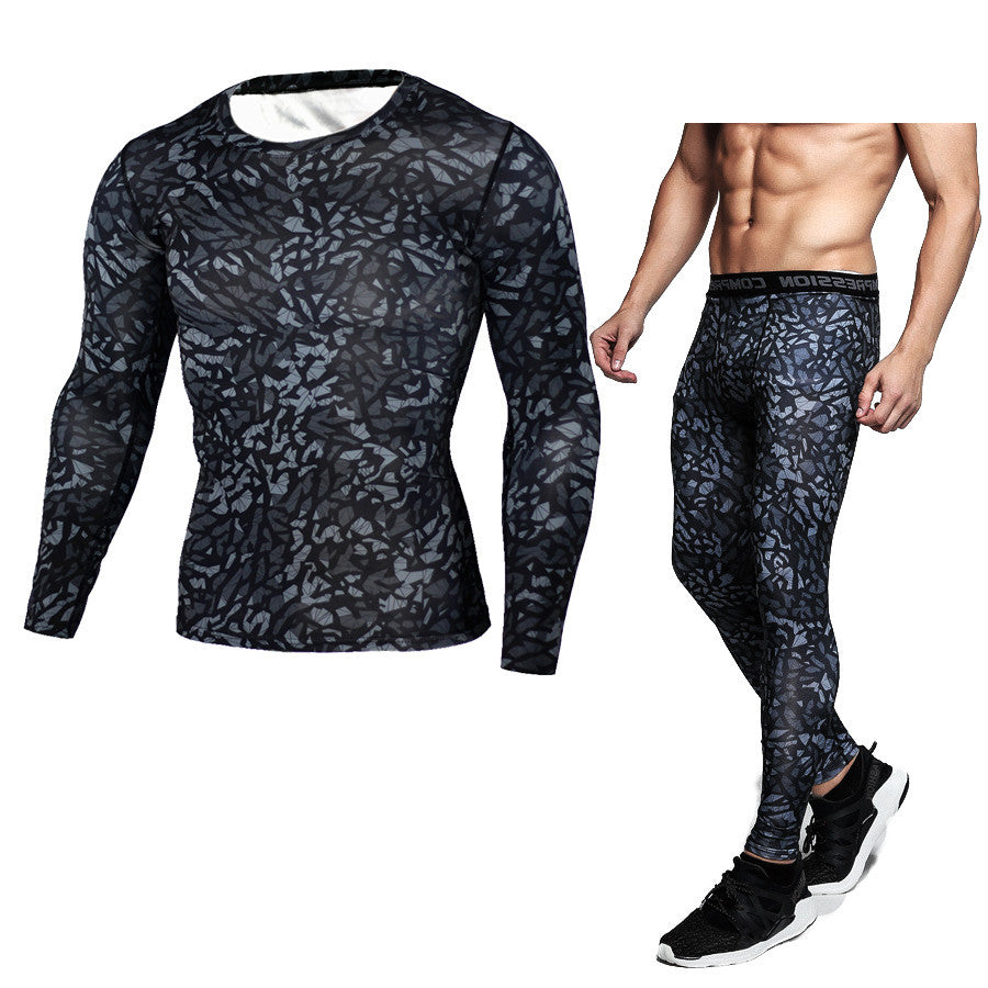 Men Camouflage Long Sleeve Compression Fitness Workout Bodysuit for Men