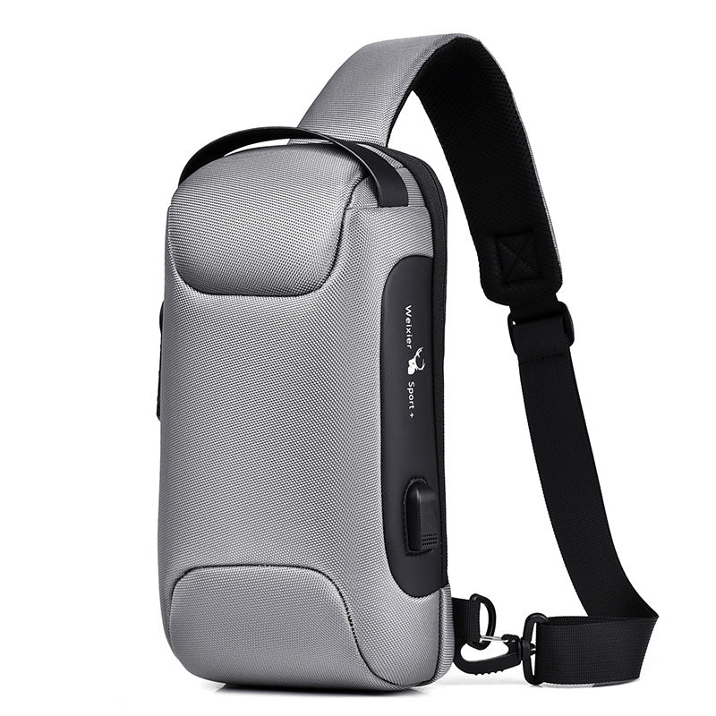 Men's Waterproof USB Anti-Theft Oxford Crossbody Shoulder Sling Bag Multifunction Travel Pack