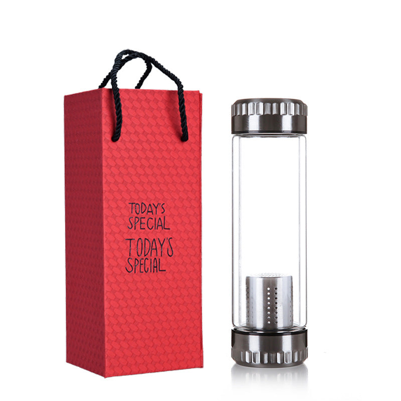 Brew HealthSmart Stainless Steel Tea Infuser with filter with Double Wall Glass Sport Water Tumbler