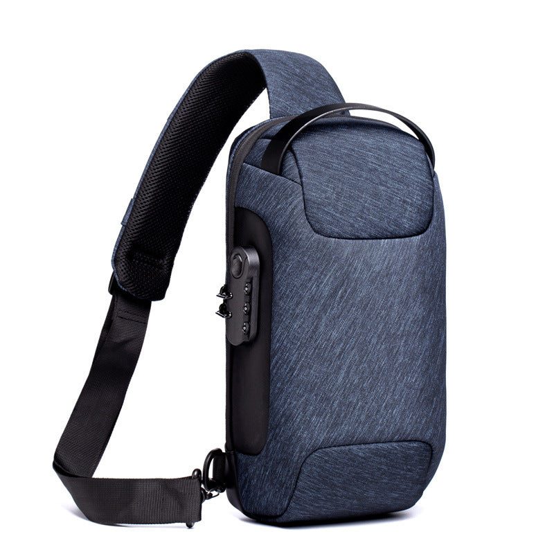 Men's Waterproof USB Anti-Theft Oxford Crossbody Shoulder Sling Bag Multifunction Travel Pack