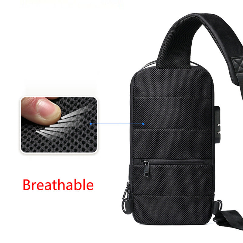 Men's Waterproof USB Anti-Theft Oxford Crossbody Shoulder Sling Bag Multifunction Travel Pack