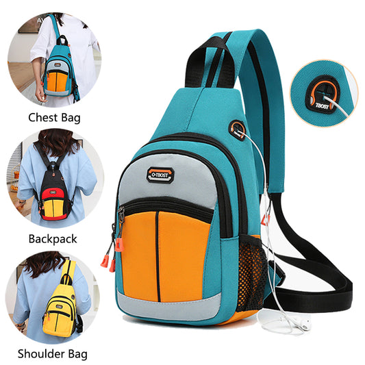 Women's Athletic Sport Bag Multifunctional Backpack Shoulder Bag with USB Design